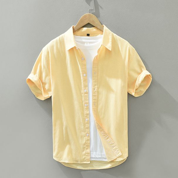 Solid Color Short Sleeved Shirt For Summer, Fresh, Casual, Artistic, Versatile, Fashionable, Half Sleeved Shirt_viptrois.com