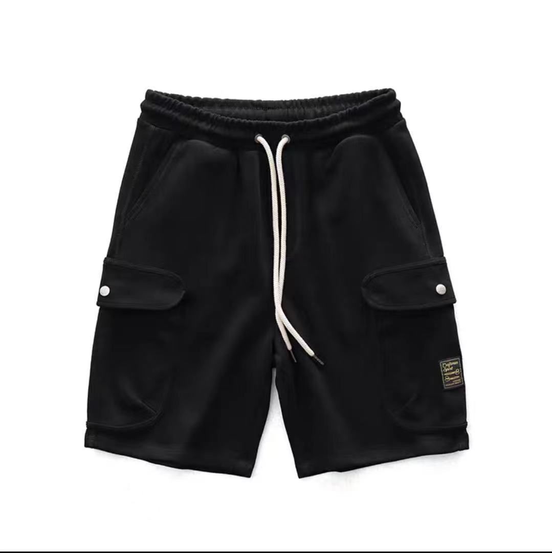 Men's Clothing Heavy Knitted Shorts Men's Japanese Retro Khaki Sports Casual Pants Trendy Drawstring Loose Shorts Men_viptrois.com