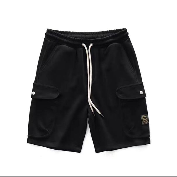 Men's Clothing Heavy Knitted Shorts Men's Japanese Retro Khaki Sports Casual Pants Trendy Drawstring Loose Shorts Men_viptrois.com