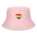 Women's Bucket Hats New Rainbow Heart Embroidered Fisherman Hat New Love Sunshade Sun Protection Bucket Hat Ladies Leisure_viptrois.com