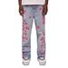 Men's Flared Jeans Retro 70s Style High Waist Wide Leg Denim Pants With Embroidered Plum Blossom Design - Light Blue_viptrois.com