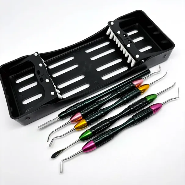 Dental Composite Resin Filg Spatulas Tools with Disinfection Box Lm Art Set of 5 Pcs Cobre Handle_viptrois.com
