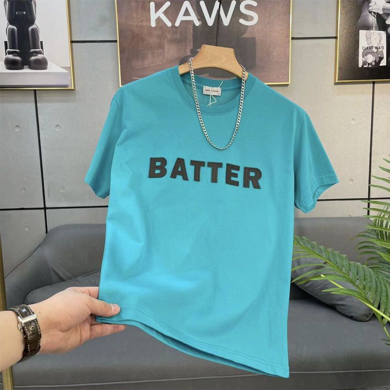 Half Sleeve T-Shirt Men's Summer Trend Short Sleeve Letter Printing Korean Version Crew Neck Slim-fit Versatile Bottom Shirt T-Shirt_viptrois.com