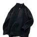 Autumn and Winter New Half Zipper Sweater Knitted Shirt Men's Trendy Brand Versatile Bottom Shirt Trendy Loose Top_viptrois.com