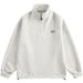 Korean Style Half-Zip Fleece Hoodie – Embroidered Stand Collar Oversized Sweatshirt For Teens (Light Grey/Dark Grey, M-XXXL)_viptrois.com