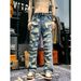 Men's Clothing Fashion Retro Heavy Industry Damage Erosion Patch Design Sense Jeans High Street Hole Cleanfit Pants_viptrois.com