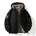 Men’s Detachable Hood Winter Coat – Water-Resistant Long Sleeve Jacket (Black/White, Machine Washable, Removable Collar For Versatility)_viptrois.com