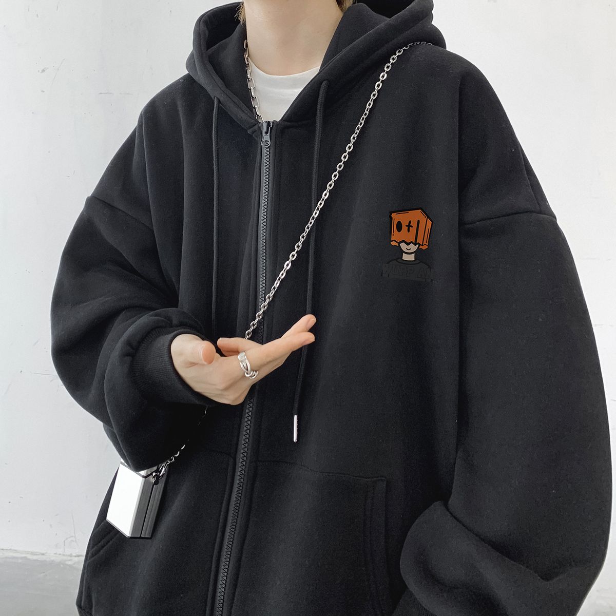 Pure Cardigan Sweatshirt Winter 2023 New Spring Jacket Men's Hooded Fleece Top Autumn Coat_viptrois.com