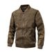 Men's Linen-Blend Stand Collar Jacket - Korean Style Slim Fit Zip Up Coat For Commute And Leisure_viptrois.com