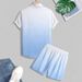 Men's Clothing Gradient Color 3D Printing Spot Summer Vacation Shirt Shorts Set_viptrois.com