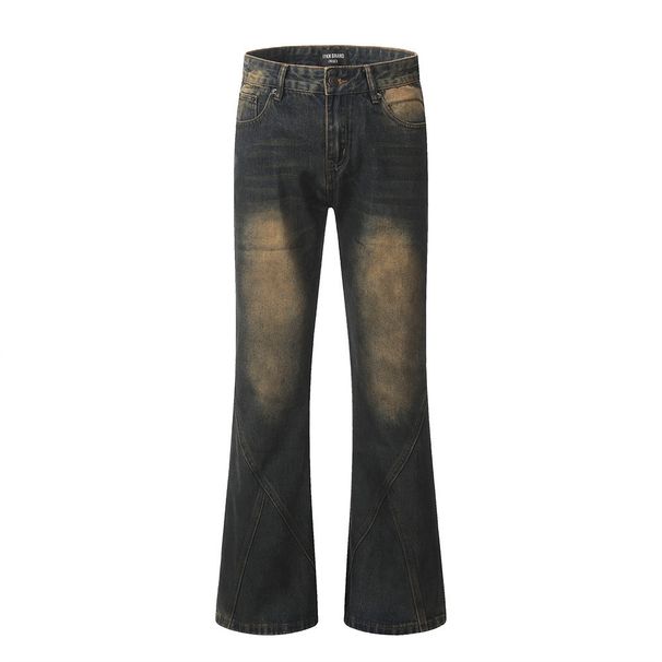Vibe Trendy Brand Flared Pants For Men Unique Design, Loose Wide-Leg Trousers With Split And Spliced Details_viptrois.com
