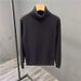 Pure Black Sweater Men's Autumn And Winter New Casual Stretch Bottoming Shirt Slim Youth Turn High Coll Fleece-lined_viptrois.com