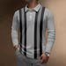 Pulse Polo Shirt European And American Cross-Border Men's Long Sleeve Striped T-Shirt Middle-Aged Plaid Button_viptrois.com