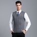 Men's Wool Blend Knit Vest, Solid Color Cable V-Neck Sleeveless Pullover, Casual Layering Piece For Autumn_viptrois.com