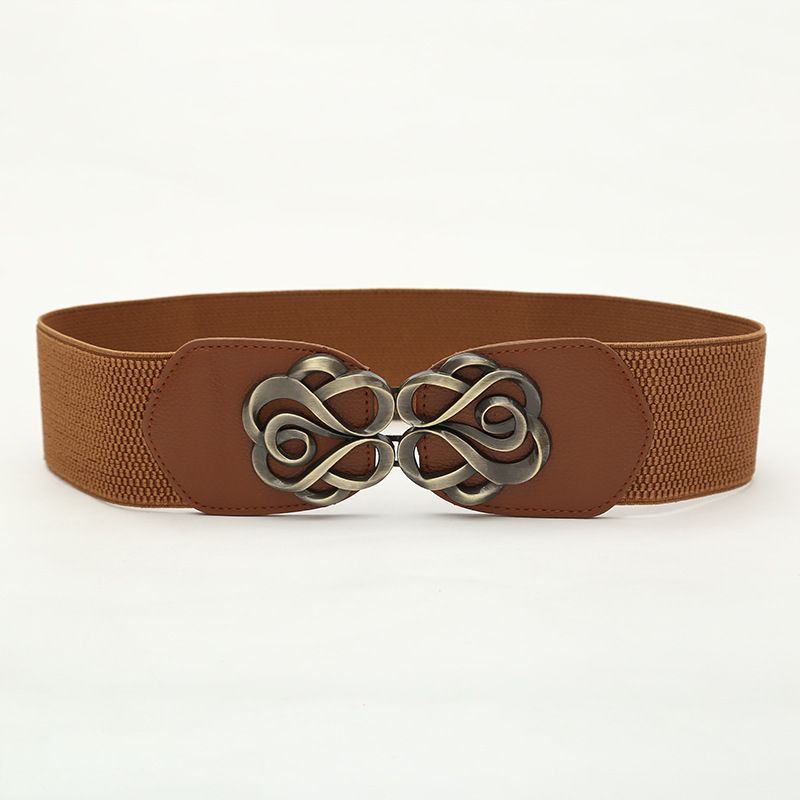 European and n fashion retro rose to button wide version of the waist elastic down dress lady belt_viptrois.com