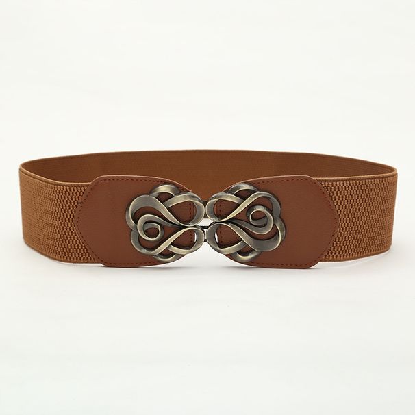 European and n fashion retro rose to button wide version of the waist elastic down dress lady belt_viptrois.com