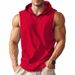 Men's New Summer Hooded Undershirt Sports Fitness Training Zipper Cardigan Sleeveless Vest Tops_viptrois.com