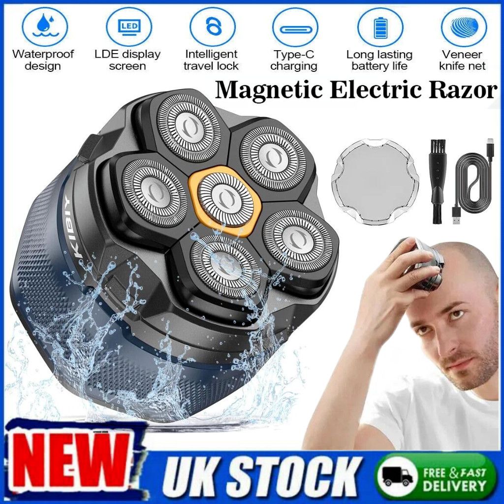 Electric Head Shaver For Bald Men 6D Magnetic Razor Wet/Dry Beard Hair Trimmer_viptrois.com