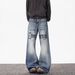 Streetwear Men's Printed Jeans - Trendy High-Fashion Hip-Hop Denim Pants With Bold Lettering For Urban & Casual Style_viptrois.com
