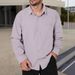 Spring And Autumn New Men's Solid Color Lapel Pocket Button Fashion All Match Loose Long Sleeve Shirt_viptrois.com