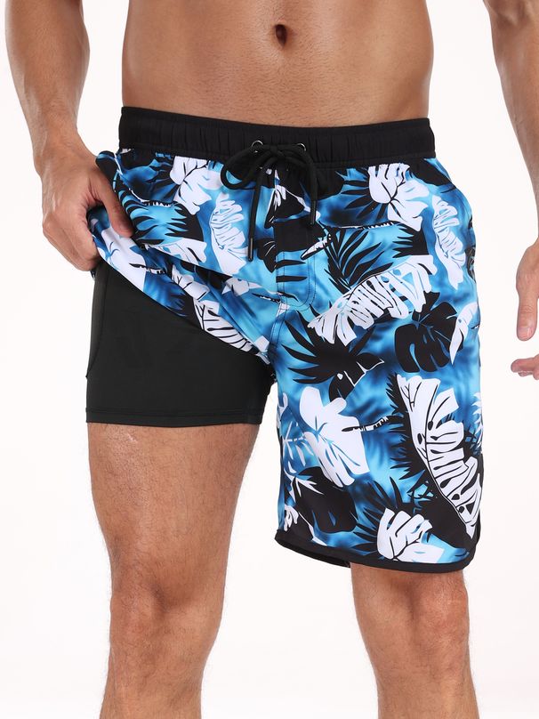 Men's Clothing Men's Shorts Men's Quick Drying Swimming Trunks Fashionable Loose Beach Shorts Multi Pocket Printed Design Beach Shorts_viptrois.com