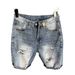 Personalized Scratched Denim Shorts Men's Loose Straight Middle Trendy Brand Piercing Fashion Casual Pentagram Pants_viptrois.com