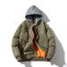 Men's Clothing Baseball Uniform Autumn And Winter Solid Color Quilted Jacket Teenagers Students Handsome Flight Suit Thickened Coat_viptrois.com