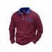 Autumn New Long Sleeve Waffle Polo Shirt Men's Turn-down Collar T-shirt Top_viptrois.com