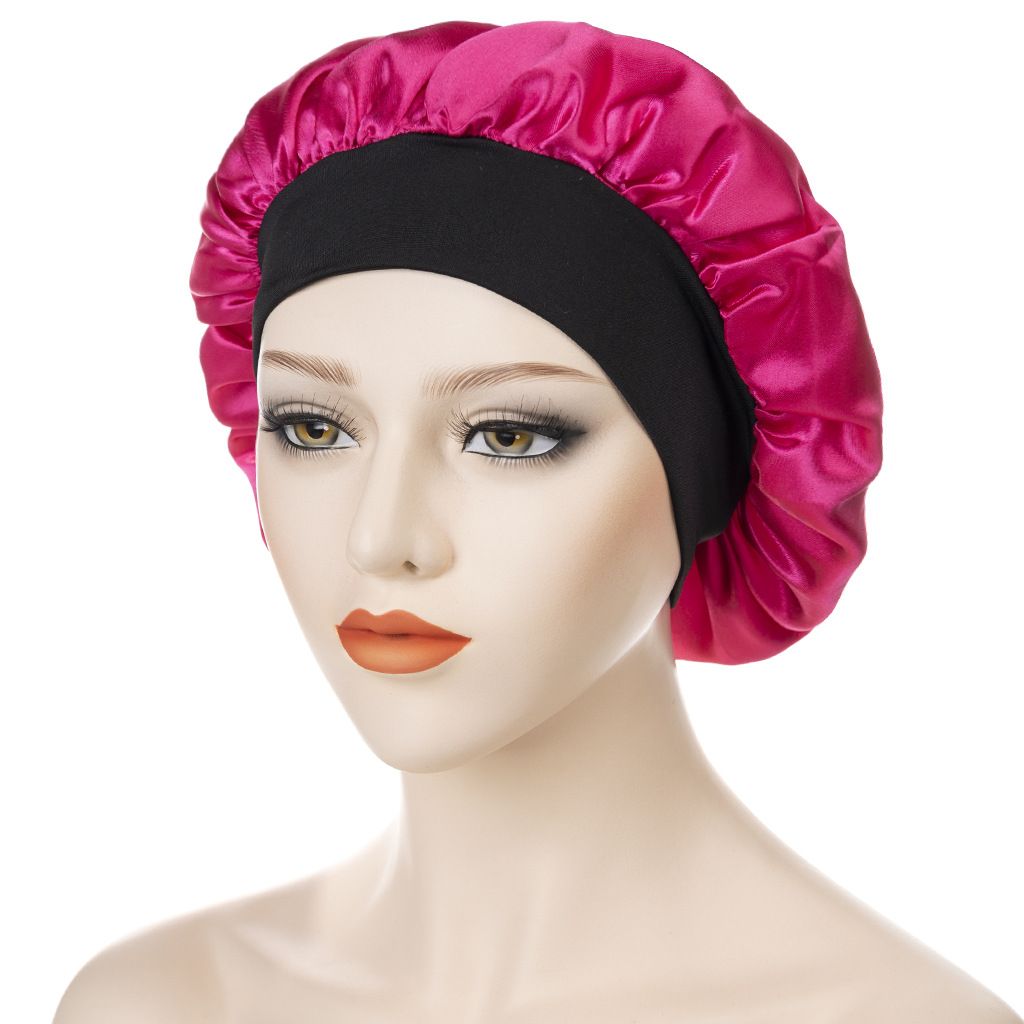 Cross Border New Hair Care Hat Black Brim High Elastic Wide Brim Sleeping Hat Women's Anti Drop Hat One Piece Drop Shipping_viptrois.com