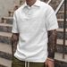 Men's Clothing Summer Polo Shirt T Shirt Simple Solid Color Button Short Sleeved Top_viptrois.com