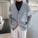 New Cardigan V-neck Knitted Sweater Men's Striped Slim Fit Business Line Jacket_viptrois.com