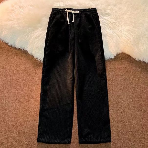 Men's Clothing Retro Corduroy Straight Pants Loose Casual Slim Wide Leg Sports Corduroy Drawstring Mopping Pants Autumn_viptrois.com
