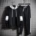 Men's Clothing Autumn Polar Fleece Hooded Sweatshirt Two Piece Suit Slim Nine Point Pants Sports_viptrois.com