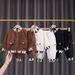 Boys' Corduroy Zip-Up Long Sleeve Two-Piece Outfit – Casual Spring & Autumn Set (80-120cm, Black/Beige/Brown)_viptrois.com