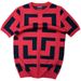 Spring And Autumn Season Geometric Pattern Bottom Shirt Slim Fit Leisure Fashion Brand Short Sleeve Knitted Top Clothes_viptrois.com