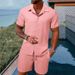 Men's Clothing Summer New Casual Short Sleeved Shirt Loose Short Sleeved Shorts Solid Color Sports Suit_viptrois.com