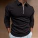 Pulse 2025 New Cross-Border European And American Autumn Winter Zipper Striped Long Sleeve Men's Polo Shirt_viptrois.com