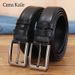Men's Belt Genuine Leather 3.3CM Pin Buckle Cowhide Laminated Belt Men's Casual Jeans Belt_viptrois.com