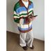 Autumn And Winter New Long Sleeved Knitted Sweater, Men's Cardigan Jacket, Striped Hollow Out_viptrois.com