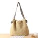 Korean Version Ins Navy Style Versatile Grass Woven Bag Knotted Shoulder Strap Niche Woven Bag Beach Bag Suitable for Travel and Vacation_viptrois.com