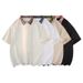 Men's American Style Short Sleeve T-Shirt Summer Collared Polo Heavyweight Preppy Color Block Loose Fitting Trendy Top_viptrois.com