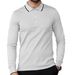 Men's Casual Slim Fit Long Sleeve Polo Shirt - Business Relaxed Solid Color Button Down Collar Top For Dating & Office (Spring/Autumn)_viptrois.com