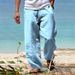 Men's Clothing Cotton And Linen Casual Pants 2025 Spring New Men's Loose Cotton And Linen Drawstring Hip Hop Light Wide Leg Straight Pants Men's Wear_viptrois.com