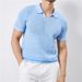 Men's Knitted Short Sleeve Polo Shirt Cross Border Export Style Lapel Elastic Hollow out Thin T-Shirt Recommended by Xiaohongshu Bloggers_viptrois.com