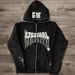 Gothic Unisex Zip-Up Hoodie With Five-Pointed Star Print – Oversized Dark Aesthetic Streetwear For Men & Women_viptrois.com