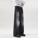 Men's Clothing High Street Washed Old Fashion Jeans Mopping Style Cleanfit Loose Straight Pants_viptrois.com