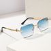 Sunglasses For Women Rimless Cut Edge Sunglasses Concave Metal Polygon For Men Trend Leopard_viptrois.com