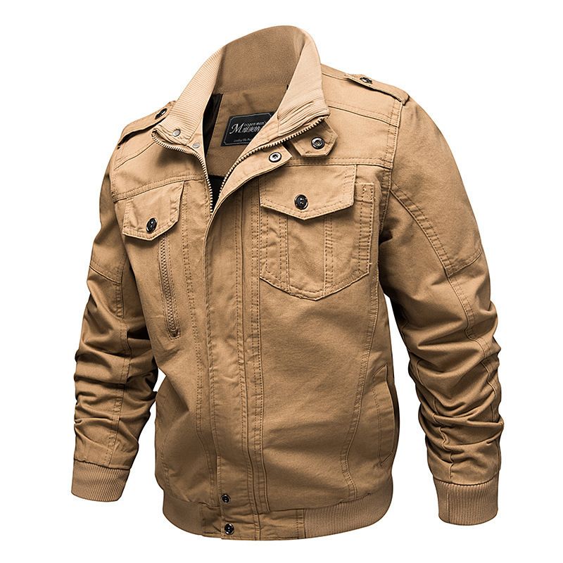 Men's Casual Jacket – Lightweight Flight Bomber Jacket With Zip-Up Design (Khaki/Green/Black) – Sizes M To 6XL_viptrois.com