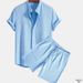 Men's Short-Sleeved Solid Color Shirt Casual Basic Cotton Polyester Blend Loose Fit Summer Black Yellow Gray Striped Shirt_viptrois.com