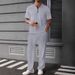 Texture Knitted Polo Shirt Men's Short Sleeved Trousers Suit Two Piece Set_viptrois.com